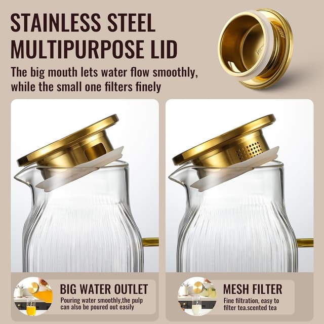 Detalle de Snuvid Square Glass Pitcher 68 oz