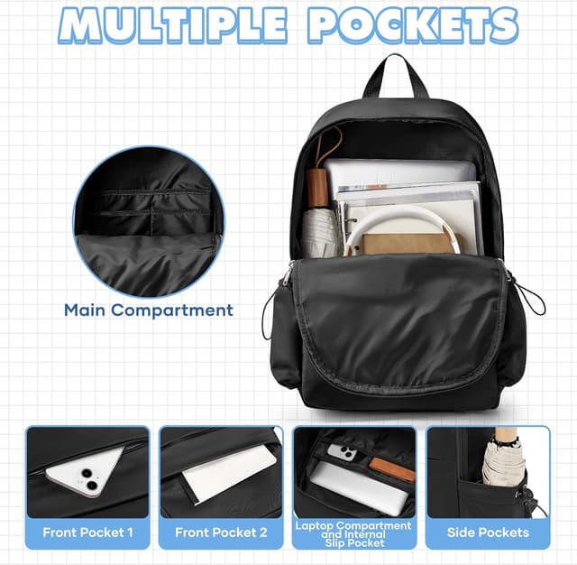 Thumbnail 3 de WEPLAN sac à dos scolaire et collège imperméable 45 × 34 × 14 cm avec poche antivol