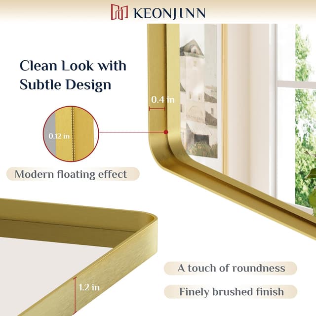Thumbnail 2 de Keonjinn Gold 20x30 Inch Bathroom Mirror