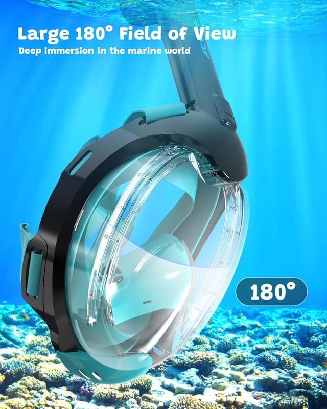 Detalle de ACURE Kinder-Schnorchelmaske mit Vollgesicht: CO₂-sicheres Atemsystem (für 3–8 Jahre)