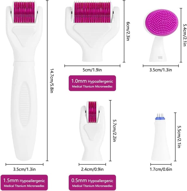 Detalle de LOPHE Derma Roller 0,5 mm – Dermaroller visage à micro-aiguilles pour anti-rides, anti-âge et marques