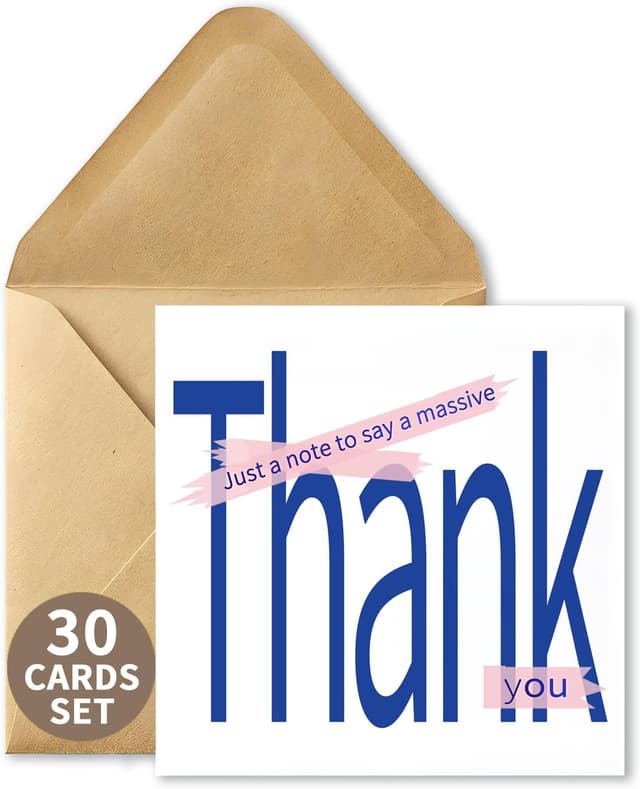 Thumbnail 6 de Frelimiu 30-Pack Thank You Cards Multipack (350GSM) with Kraft Envelopes – Polka Dot Design