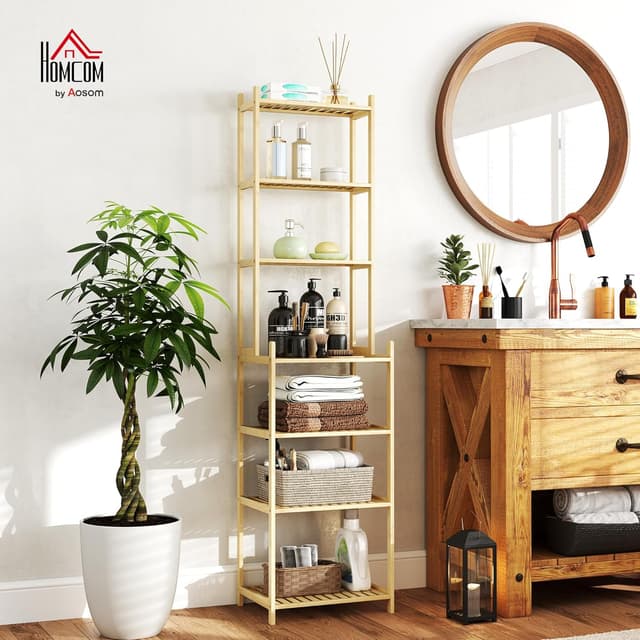 Detalle 2 de HOMCOM Étagère Salle de Bain 7 Niveaux Bambou Bois Naturel
