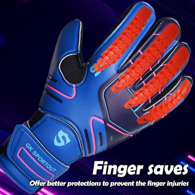 Detalle de Sportout Youth & Adult Goalie Goalkeeper Gloves with Finger Protection and 4+3MM Latex Grip