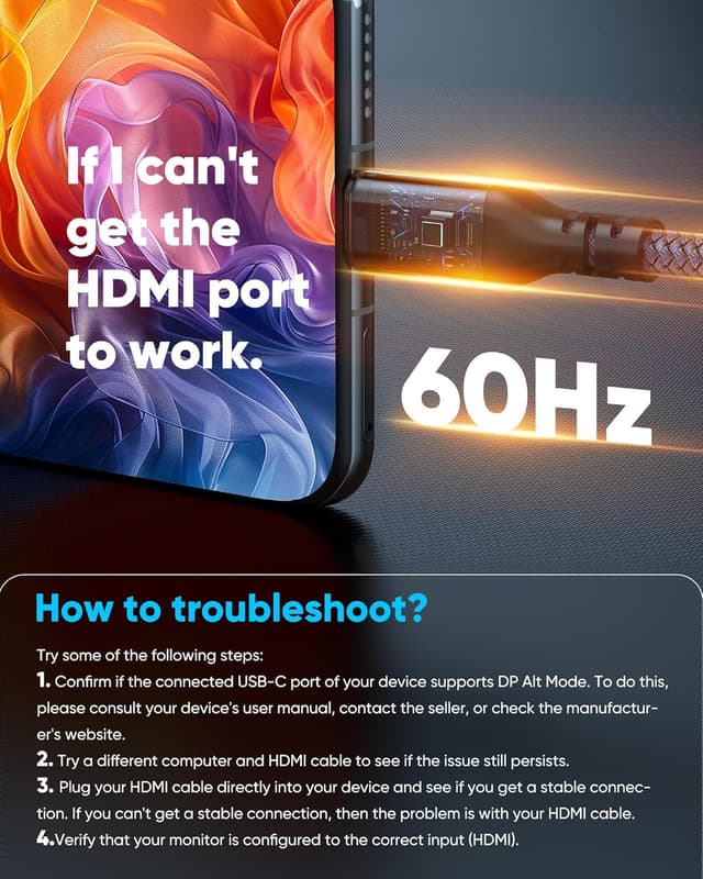 Thumbnail 5 de Highwings USB C to HDMI Cable 6FT 4K@60Hz