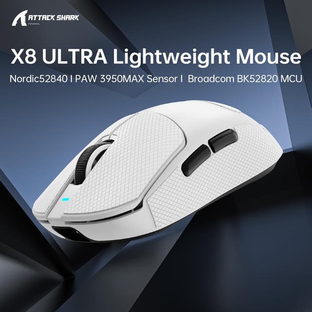 Detalle 2 de Attack Shark X8 Ultra 55g gaming mouse (PixArt PAW3950MAX, 8KHz, tri-mode wireless/BT/wired)