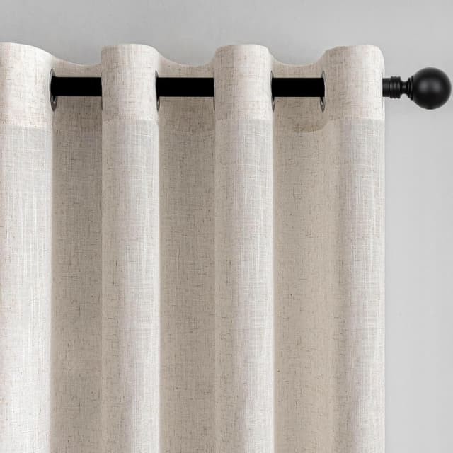 Detalle de Beige Leinen-Vorhang 225 cm mit Ösen
