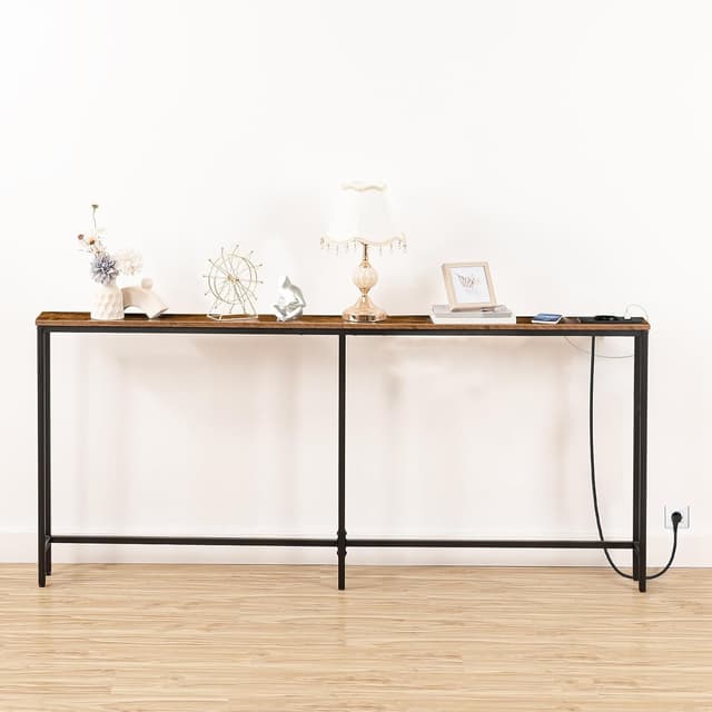 Thumbnail 5 de HOOBRO Mesa Consola Rústica con Carga USB y Toma ⚡