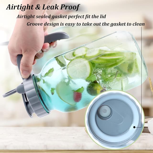 Thumbnail 3 de Mason Jar Pitcher 64 oz Glass Pitcher with Handle 🥤