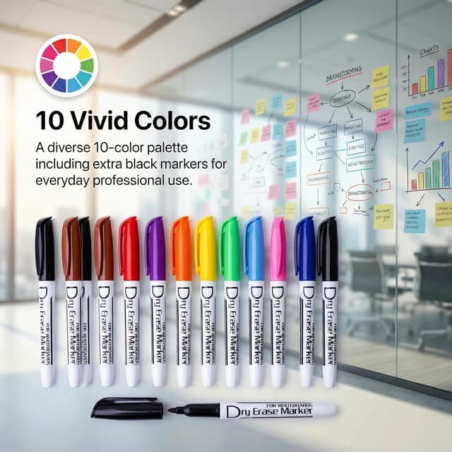 Thumbnail 4 de Volcanics Dry Wipe Pens Fine Tip, Box of 12 đź–Š