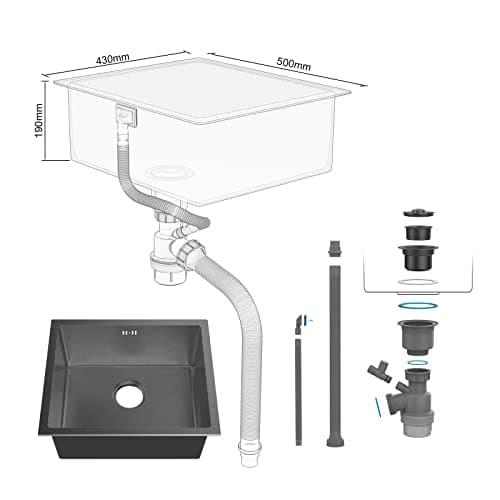 Thumbnail 3 de Ibergrif M85043B Fregadero 50×43 cm acero negro 🏠