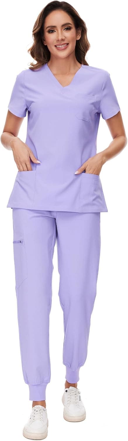 Detalle de COZYFIT Scrubs Set Stretch V-Neck with 8 Pockets 🩺