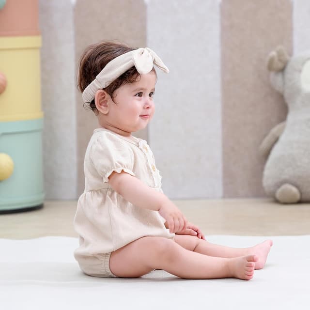 Detalle de MAMIMAKA 3-Pack Cotton Bubble Romper Short Sleeve Bodysuit Set for Newborn Baby Girls