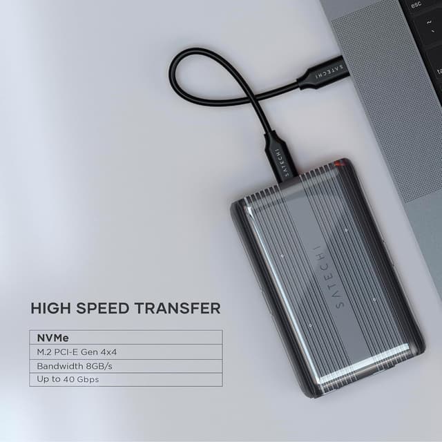 Detalle 2 de SATECHI Custodia SSD M.2 NVMe Pro USB4 40Gbps con dissipatore termico (compatibile 2280/2260/2242/2230, SSD non incluso)