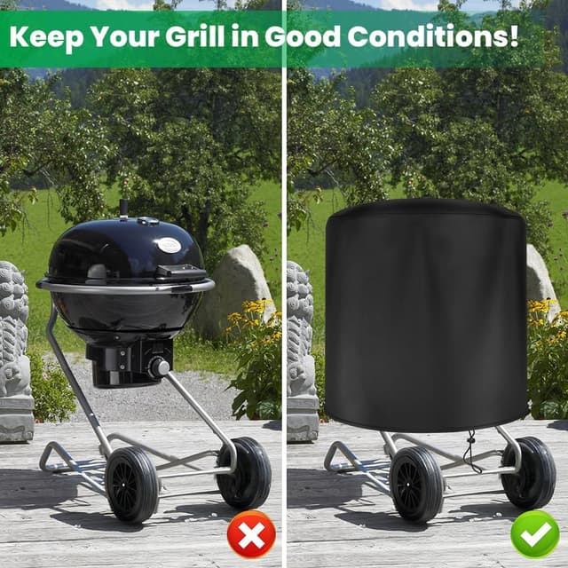 Detalle de OFFCUP Copertura per barbecue rotondo Oxford 210D impermeabile anti-UV e antipolvere Ø71 x 64,5 cm