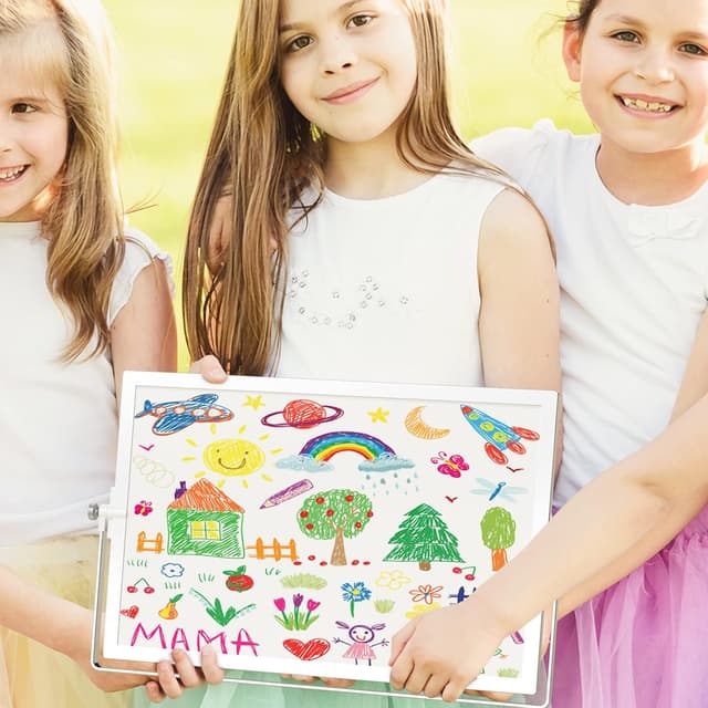 Thumbnail 6 de Nicpro A3 Double-Sided Magnetic Dry Erase Mini Whiteboard (40 x 30 cm) with Stand, 8 Pens, Eraser & Magnets