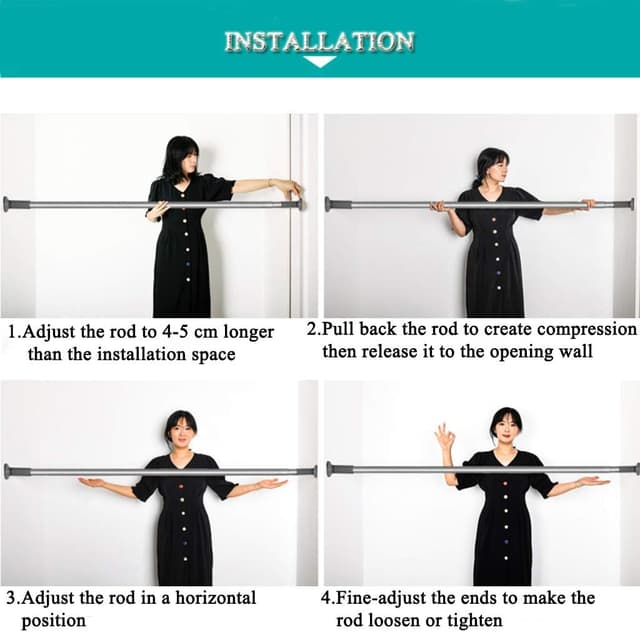 Thumbnail 6 de Tringle à rideau extensible SuoAirNuo 92–430 à tension (acier inox) sans perçage, diamètre 32 mm