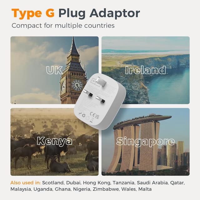 Detalle 2 de TESSAN US to UK Plug Adapter 3250W 🔌