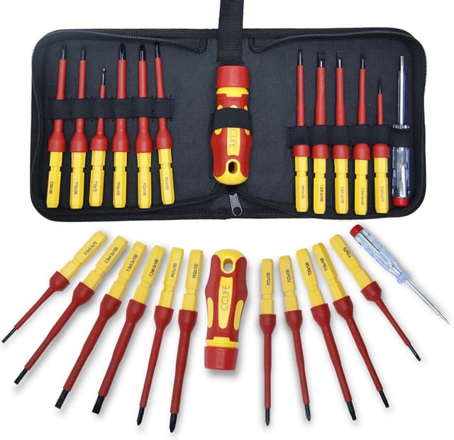 Detalle de Set Cacciaviti Elettricista CCLIFE da 13 pezzi VDE 1000 V con punte magnetiche intercambiabili