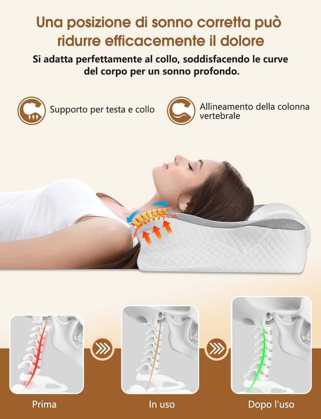 Thumbnail 5 de Levesolls Cuscino Cervicale 61x41 cm Memory Foam