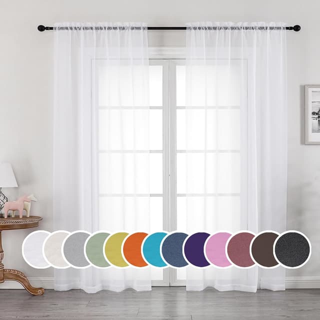 Detalle de OWENIE Sheer Curtains 84 in 2‑Panel Set 🪟