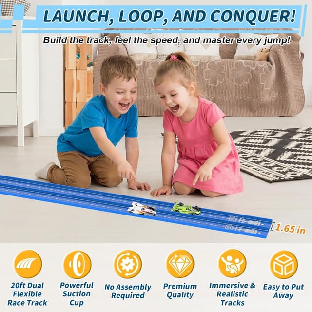 Detalle 2 de Flexible Race Track 20ft Slot Car Set with 4 Cars