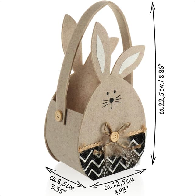 Thumbnail 3 de COM-FOUR® 2x Panier en feutre 22,5 cm 🐰