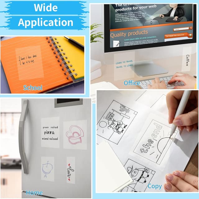 Detalle de Transparente Haftnotizen (PET, wasserfest, wiederbeschreibbar) – 400 Blätter in vier Größen