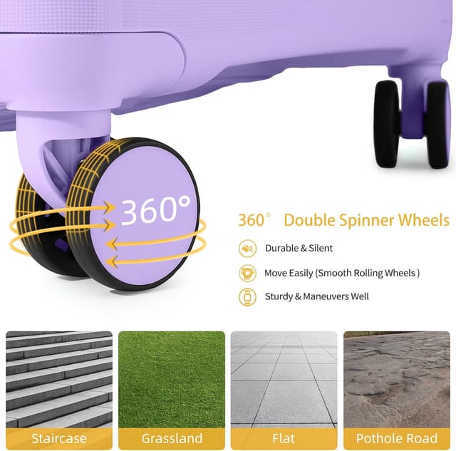 Detalle 2 de LARVENDER Luggage Sets 20 inch carry-on lavender