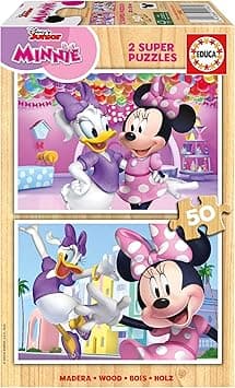 Detalle de Educa - Minnie | Divertido Set de 2 Puzzles de Madera 🧩