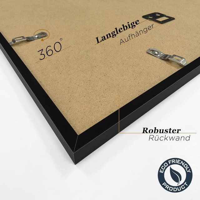 Detalle de VUVUZULA Bilderrahmen 50x70 cm Schwarz im 3er-Set mit Passepartout – Posterrahmen aus Kunststoff