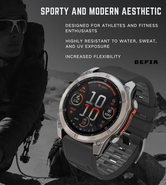 Detalle de BEFIA 26mm Silicone Watch Band for Garmin Fenix 8 (51mm) QuickFit-style Replacement