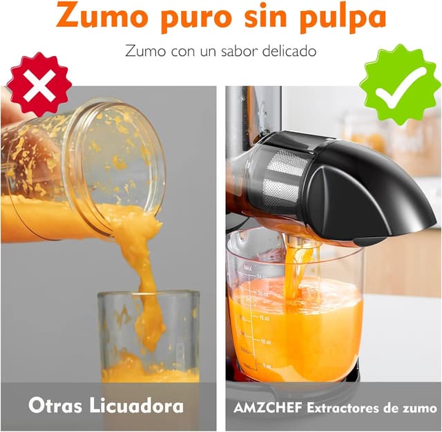 Thumbnail 4 de AMZCHEF Licuadora prensado en frío 🥤 Extractor de zumos y verduras