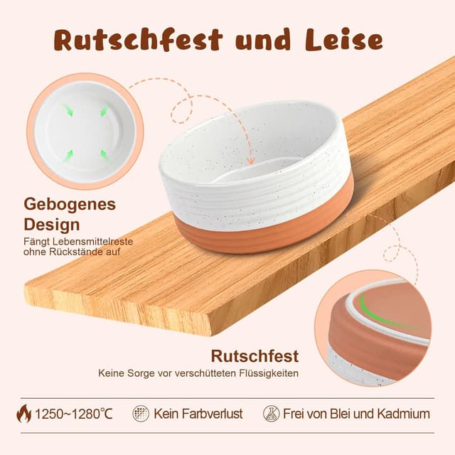 Thumbnail 4 de SPUNKYJUNKY Hundenapf Keramik Erhöhter Futternapf Akazienholz