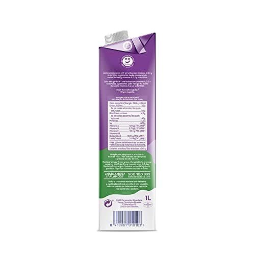 Detalle de Kaiku Sin Lactosa leche semidesnatada UTH (pack 6 x 1 L) con vitaminas A, D y E y ácido fólico