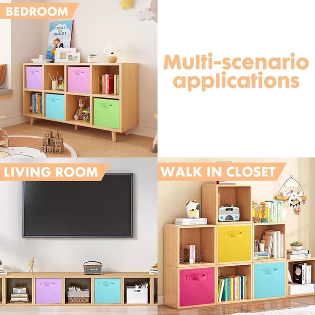 Detalle de powerking Aufbewahrungsbox-Set mit 6 faltbaren Würfeln aus Stoff (Regenbogenfarbe)