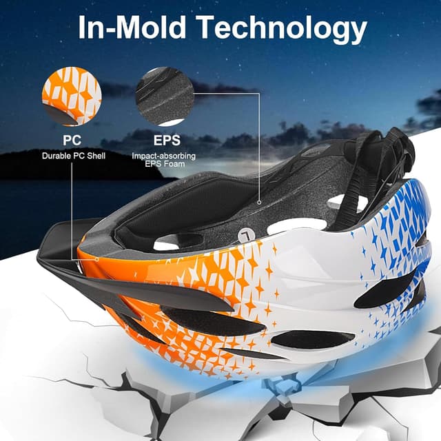 Detalle de Bike Helmet Men Women Cycle Helmet with Light (54–62cm) – 21 Vents Adjustable MTB/Road Helmet