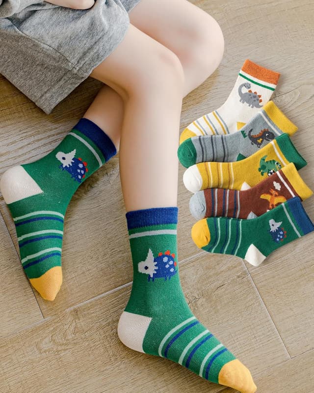 Detalle de Kyopp Lot de 10 chaussettes fun enfants 21-37 – coton, motifs animaux, unisexe