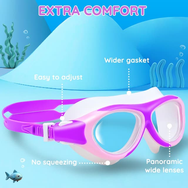 Thumbnail 3 de MOMUSE occhialini da nuoto per bambini 12-18 anni (visiere M-L) anti-appannamento e ampia visione