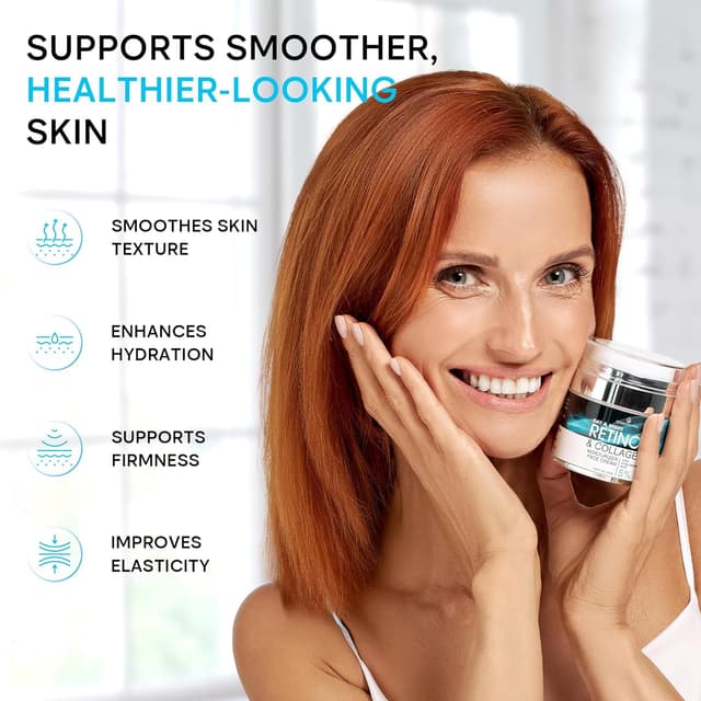 Detalle de Retinol Face Moisturizer Cream for Face & Neck with 1% Retinol and Hyaluronic Acid (Day & Night), 1.85 fl oz