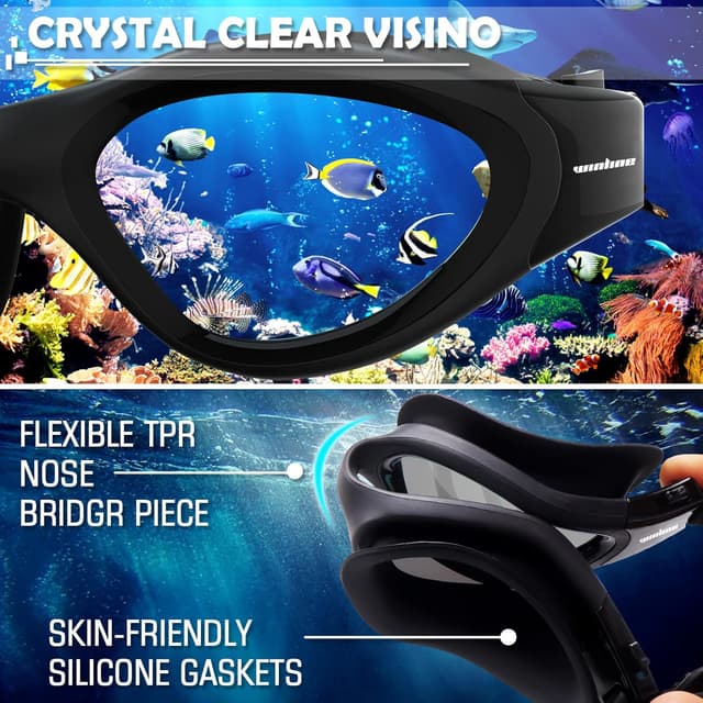 Detalle de Winline Adult Swimming Goggles – Open Water anti-fog UV goggles with clear PC lenses
