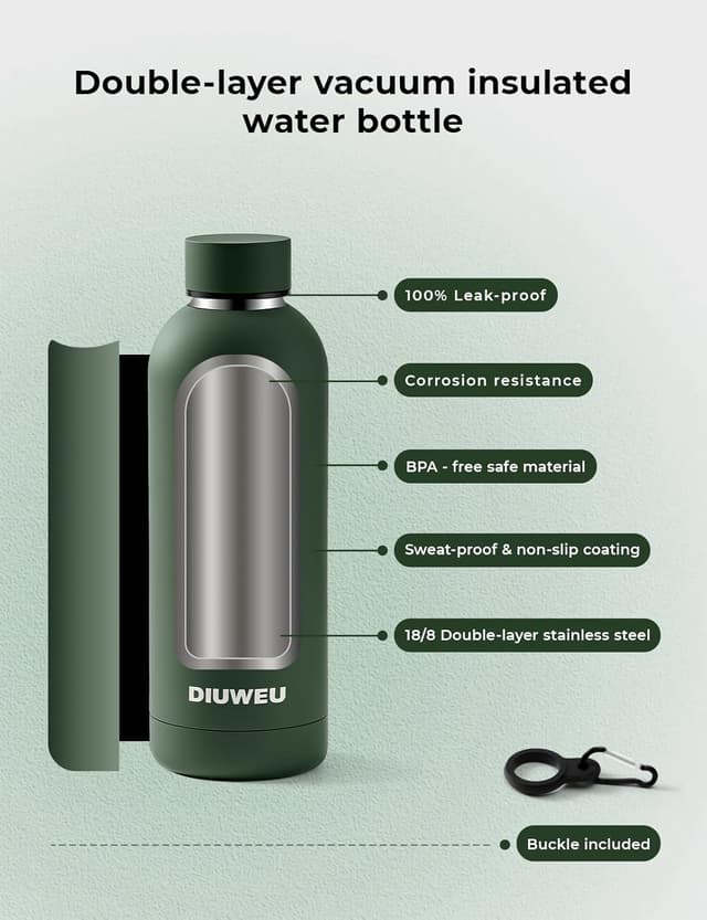 Detalle 2 de DIUWEU Insulated Stainless Steel Bottle 1L