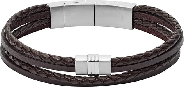 Detalle de Fossil JF04473040 Pulsera de piel negra 256 mm