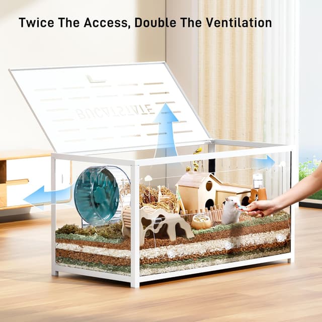 Detalle de BUCATSTATE Hamsterkäfig Metall 2,0, stapelbar mit Doppeltür – 100 × 50 × 52,5 cm (ca. 0,5 m²), Weiß