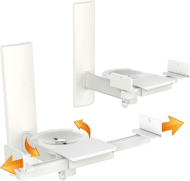 Detalle de RICOO Support mural inclinable et orientable pour enceinte LH023-W (universel) – 2 pièces, blanc