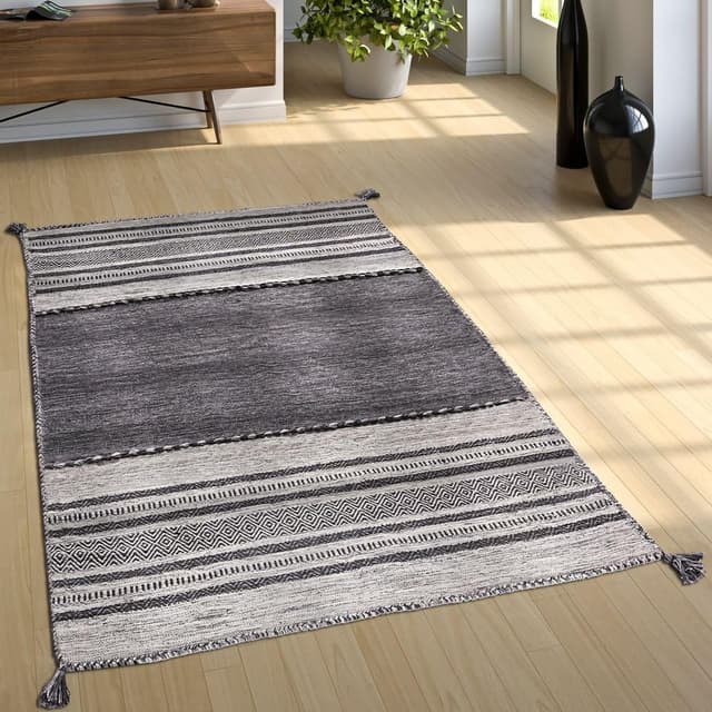 Detalle de Paco Home tapis salon gris 120x170 cm 🛋