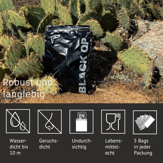 Detalle de Noaks Bags 5er-Pack wasserdichte IPX8-Beutel (L, DIN A4) – luft- und geruchsdicht für Reise & Outdoor