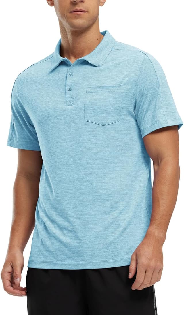 Detalle 2 de Rdruko Men’s Short-Sleeve Quick-Dry Polo Shirt with Pocket