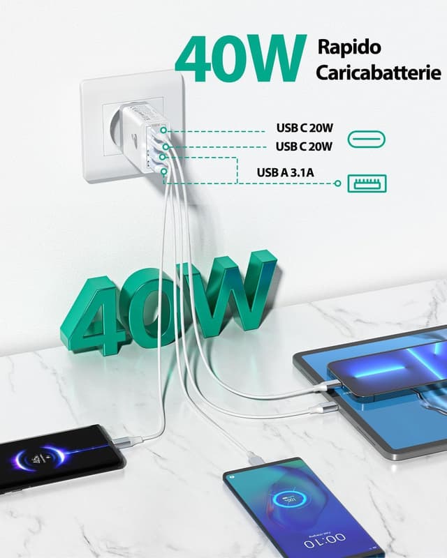 Thumbnail 2 de Caricatore USB C Rapido 40W 4 Porte