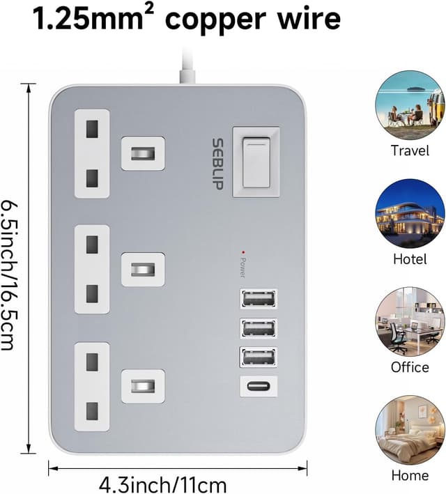 Detalle de 4 USB extension lead 3 way 5m